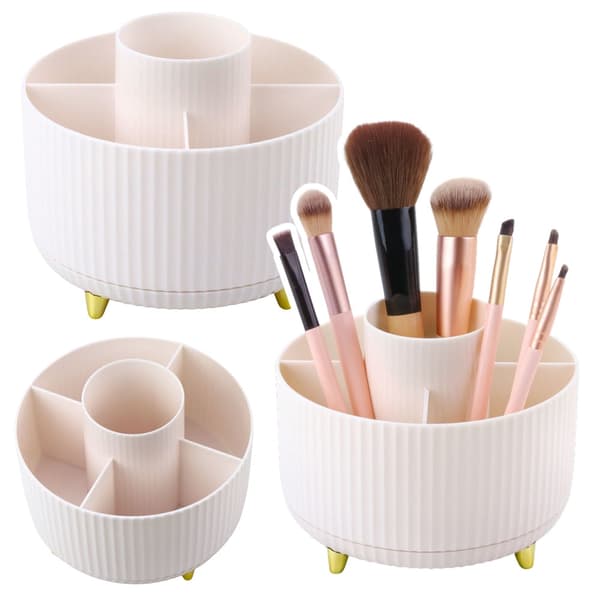 Makeup-organisator 360° roterende med 5 rum, ABS-plast, Ø14 cm