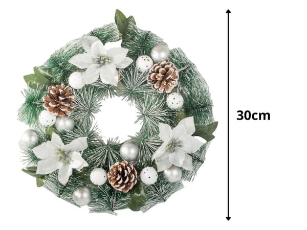 Julekrans med kogler 30 cm