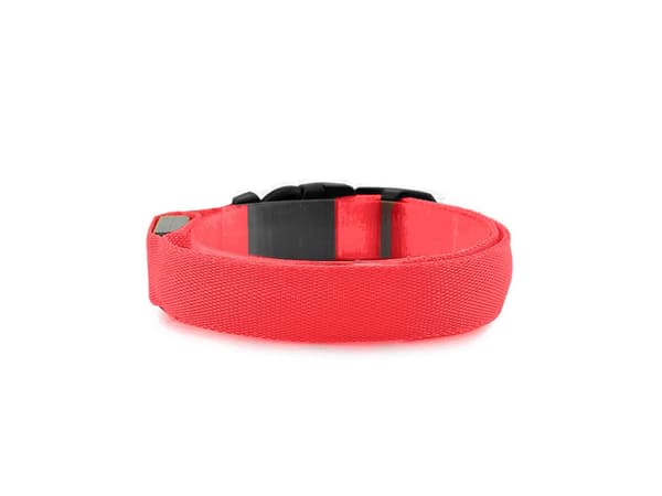 LED-halsbånd hund/kat justerbart 46–59 cm rød inkl. batterier