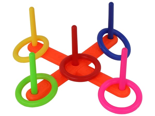 Ringkastningsspel för barn 3+ med 5 ringar och 5 stolpar, 41,5 cm