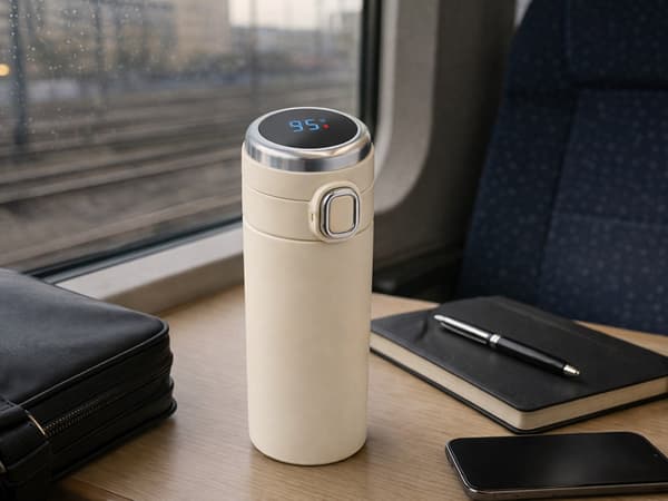 Termosmugg 400 ml med LED-temperaturdisplay och pip creme SUS304