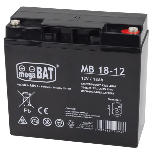 Gelbatteri 12V 18Ah til elkøretøjer, alarm, nødlys og solcelle
