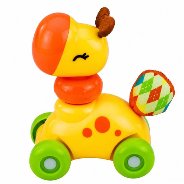 Sensorisk leksaksbil giraff 14 cm i plast med gummielement