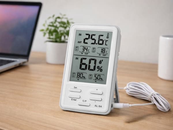 Digital termometer/hygrometer med ekstern sensor og magnetisk LCD