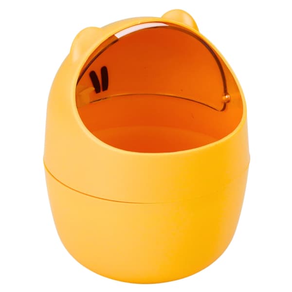 Mini skrivebordskurv 1 L orange med foldbart teddybjørnslåg 16 cm