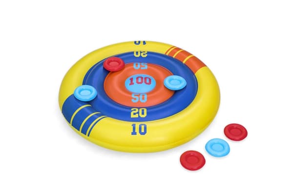 Uppblåsbart poolspelet Arcade Shield 140 cm med frisbees, från 3 år