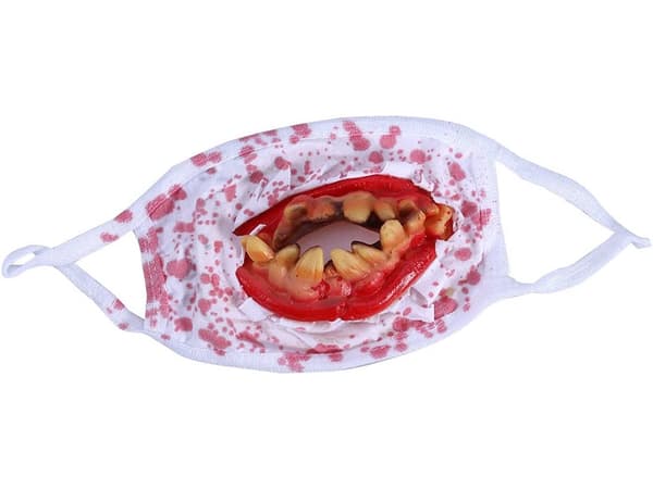 Halloweenmaske gummi universal med blodige tænder