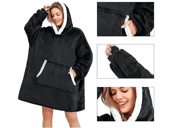 Fleecehuppari teddyvuori musta one size oversize XXL