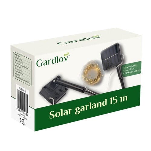Solcellsdriven LED-ljusslinga 15 m 150 lampor varmvit IP44