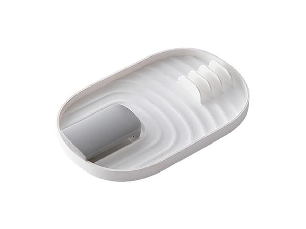 Bestickställ och lockställ plast vit för 4 skedar 18 cm