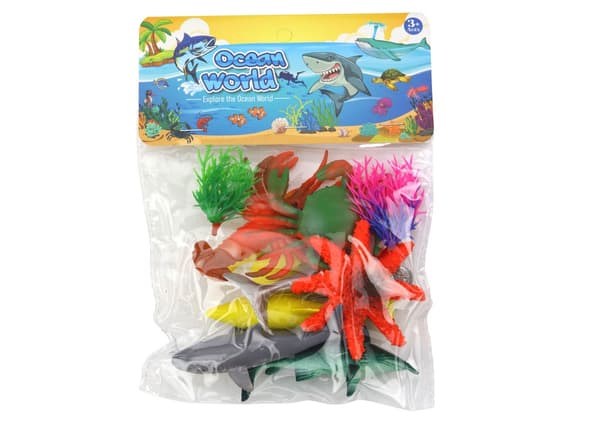 Havdyr legetøjsfigurer sæt 10 dele (8 dyr + 2 planter) 3+
