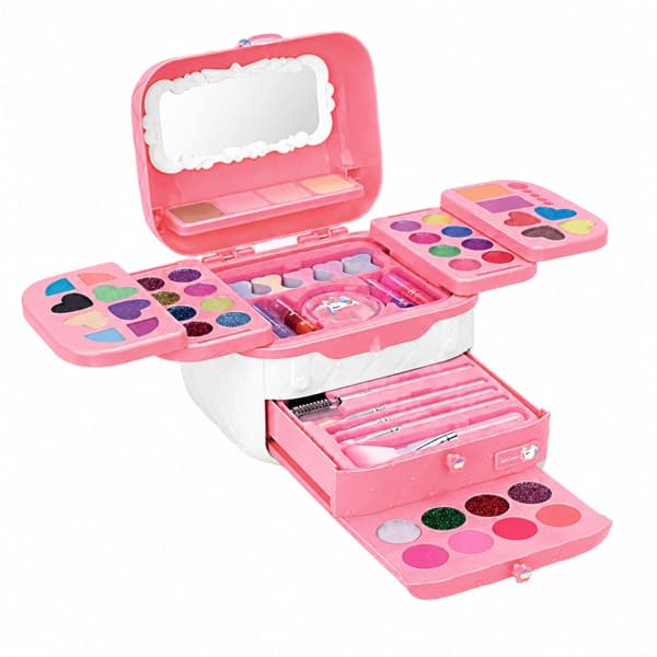 Makeup-sæt til børn i plast, farverigt stylingkit 17 x 15,5 x 14,5 cm