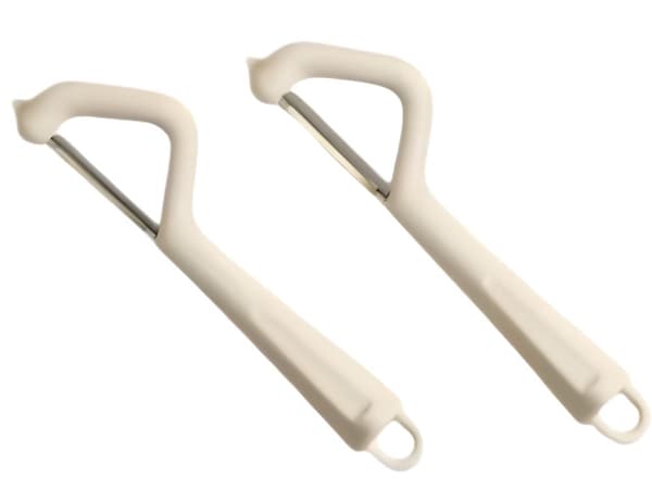 Frugt- og grøntsagsskræller dobbeltblad, rustfrit stål, beige 8,5 cm