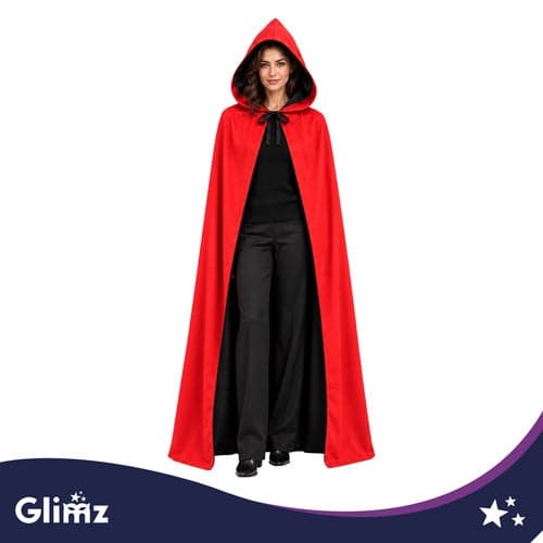 Dubbel-sidig cape 175 cm svart/röd i polyester för maskerad 1-pack