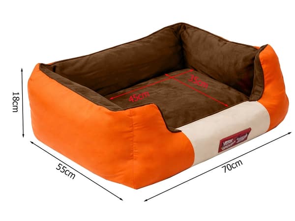 Hundeseng/katteseng polyester skridsikker bund orange str. M 70x55 cm