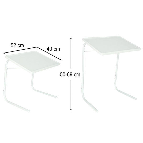 Hopfällbart laptopbord sidobord justerbar höjd/vinkel 52x40 cm vit