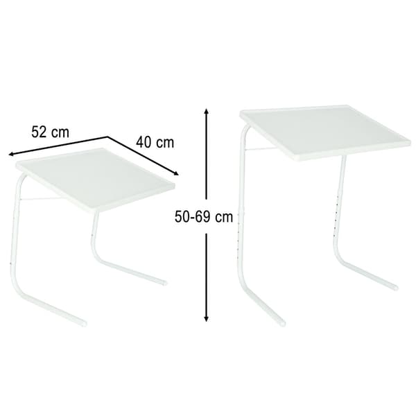Sammenklappeligt laptopbord sidebord justerbar højde/vinkel 52x40 cm hvid