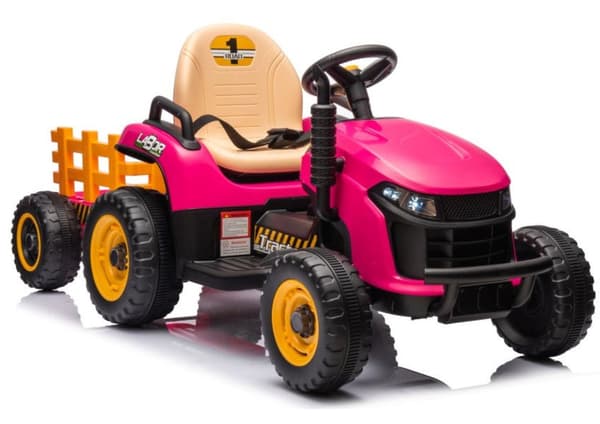 Batteridriven lektraktor för barn rosa BBH-030