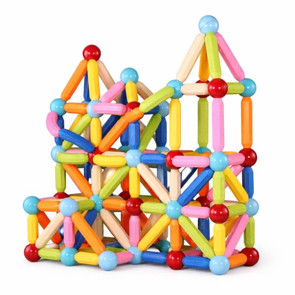 Magnetiska byggklossar 166 delar stavar & bollar 3D-set med förvaring
