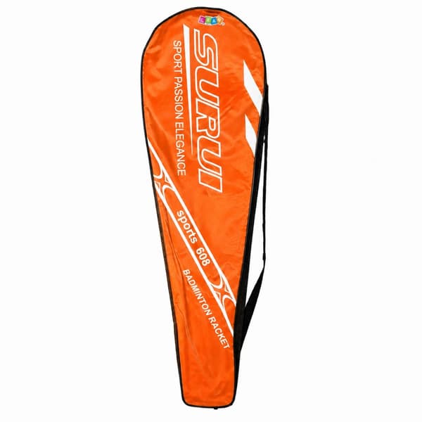 Badmintonset 2 racketar + plastshuttlecock med bärväska orange/svart
