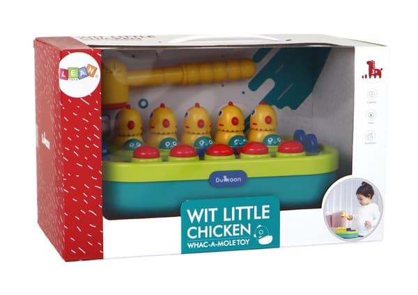 Whac-a-Mole arkadespil med hammer, grøn/gule kyllinger 3+ år