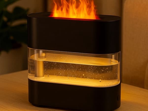 Ultralydsluftfugter 300 ml med LED-flammeeffekt aromaterapi USB-C