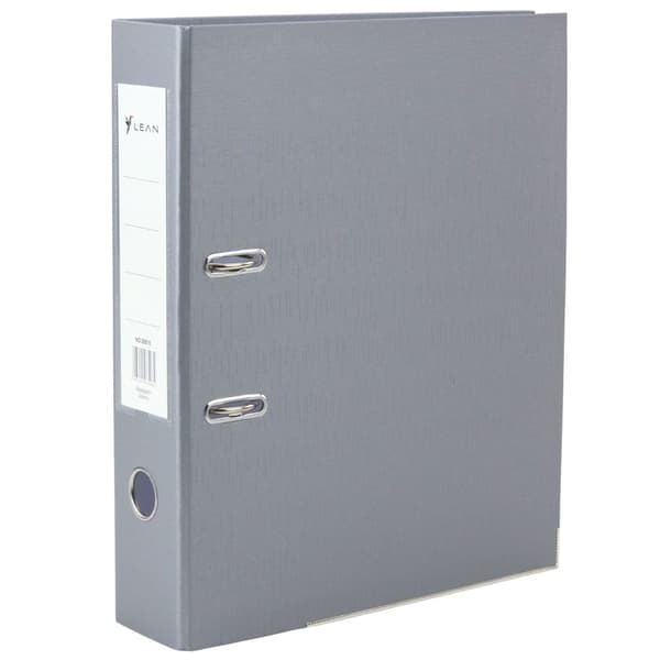 A4 hävstångspärm 8 cm ryggbredd silver PVC-belagd kartong