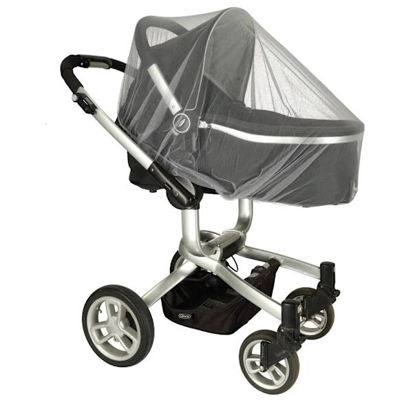 Myggnät till barnvagn universell 140 cm resår grå polyester grå
