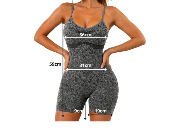 Træningsshorts til dame med indbyggede skåle push-up grå S/M polyester/spandex