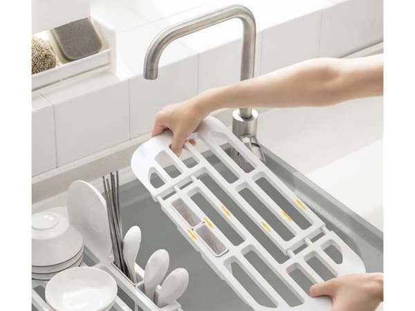 Teleskopisk diskställning för diskho plast vit 33–43 x 17 cm