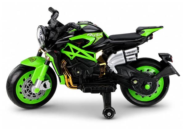 Batteridriven barnmotorcykel med LED-hjul grön XW-07