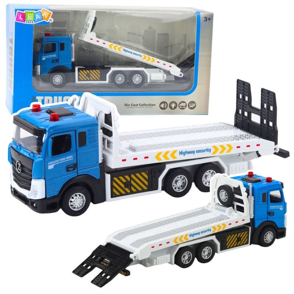 Leksaksbärgningsbil/transportlastbil med rörlig plattform, ljus & ljud