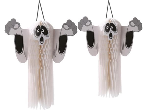 Hængende Halloween-spøgelse 3D papirsdekoration hvid 36 cm foldbar