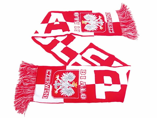 Supporterscarf fotboll Polska vit/röd 150x18 cm polyester