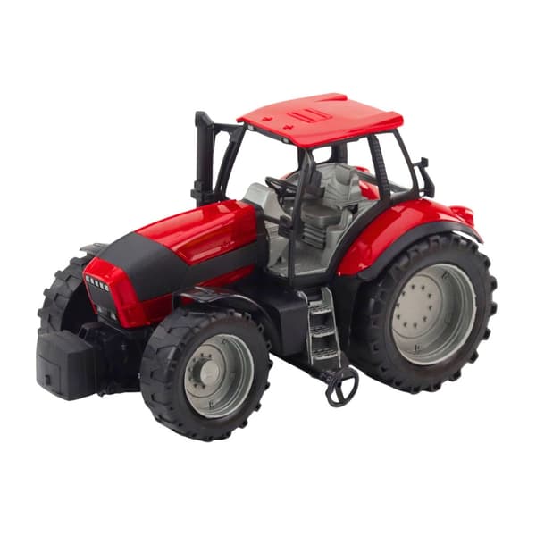 Legetøjstraktor med trailer 46 cm rød traktor gul trailer i plast