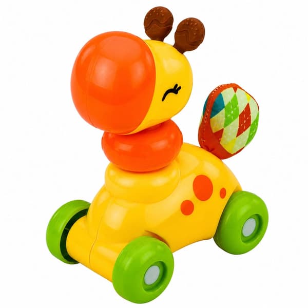 Sensorisk leksaksbil giraff 14 cm i plast med gummielement