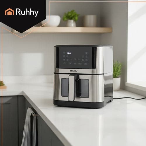 Airfryer varmluftsfritös 8L 1800W 10 program LED-touch svart/silver