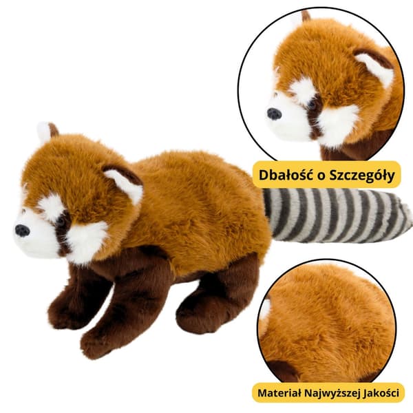 Plys rød panda krammedyr 45 cm realistisk blød