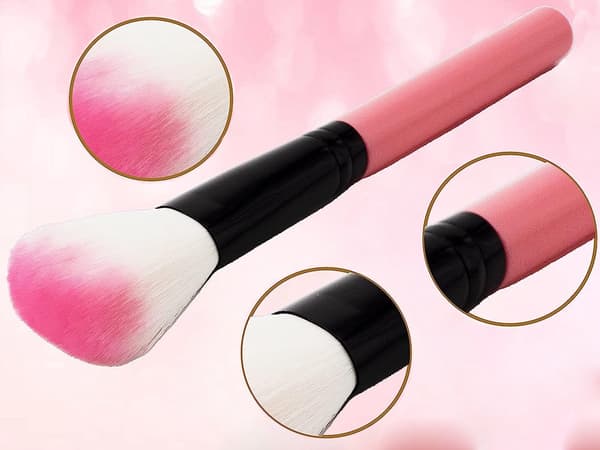 Makeupbørstesæt 12 dele med etui rosa syntetiske børstehår