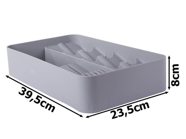 Bestikindsats 2 niveauer udtrækkelig 23,5x39,5 cm grå