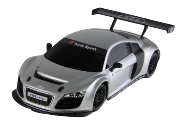 Fjernstyret bil Audi R8 LMS sølv 35 cm, åbningsbare døre