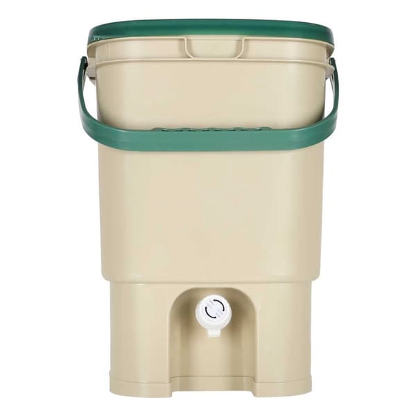 Hemkompost kökskomposter 15 L med lock beige/grön