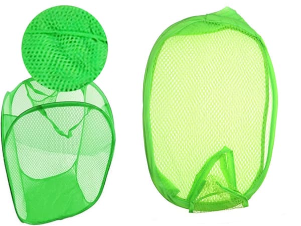 Sammenfoldelig opbevaringskurv i mesh 40 L grøn 47x26x26 cm