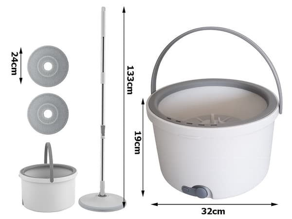 Spinmoppi ämpärillä 360° + 2 mikrokuituliinaa teleskooppivarrella 133 cm