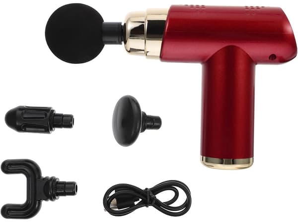 Hierontapistooli 4 hierontapäätä USB-C-ladattava punainen