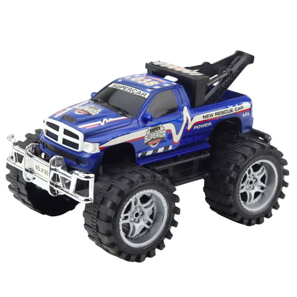 Off-road redningskøretøj legetøjsbil 27 cm med anhængertræk, blå