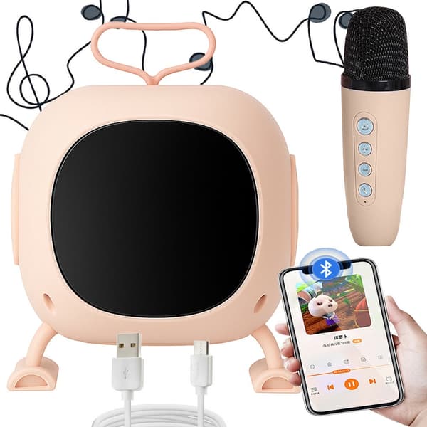 Bluetooth karaokehøjttaler med mikrofon LED USB batteri farvemix