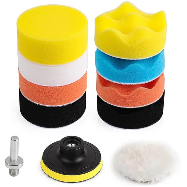 Poleringssvampar för borrmaskin 80 mm 8-pack med polerull M10-adapter