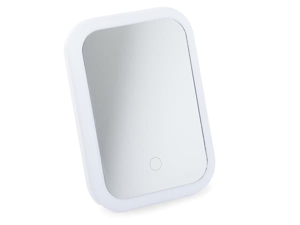 LED-makeupspejl 15 x 20 cm med touch og foldbart stativ USB/batteri