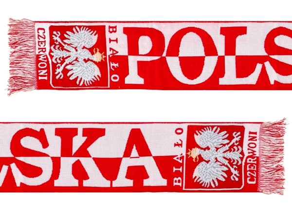 Supporterscarf fotboll Polska vit/röd 150x18 cm polyester